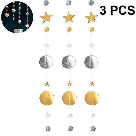 Guirlande de Noël scintillante avec petites étoiles, lunes et décorations à suspendre, cadeau pour enfants (1/5)