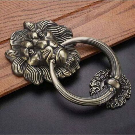 Heurtoir De Porte - Tête De Lion - Alliage De Zinc - Bronze Antique - Pour Meubles Et Portes Intérieures - 1 Pièce (1/3)