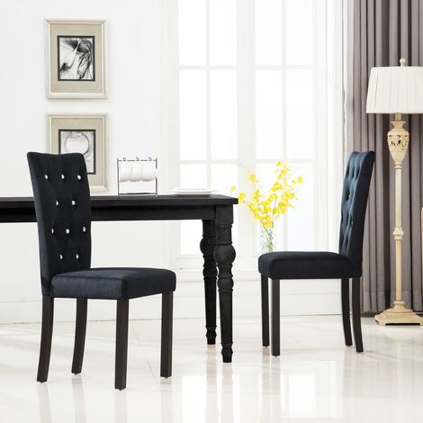 Chaises à manger, Chaises à dîner, Fauteuils de Relaxation lot de 2 Noir Velours BGT78346 (1/5)