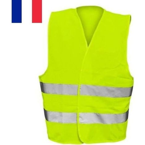 Gilet Jaune Fluo de Sécurité avec Bandes Réfléchissantes Polyester Taille XL