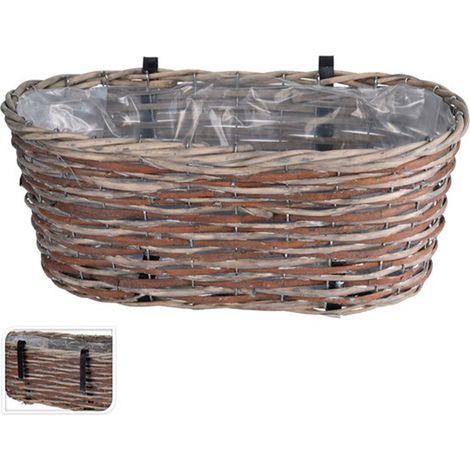 PROGARDEN jardinera mimbre colgar 45x21x16 cm , Maceta mimbre colgar 45 x 21 x 16 cmFabricada en mimbre de alta calidadEstructura metálicaInterior forrado para fácil us