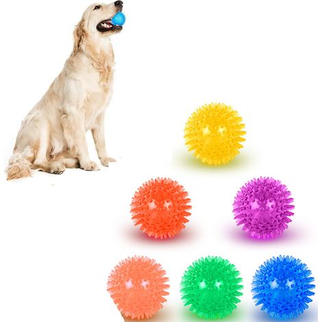 Set mit 6 quietschenden Hundebällen (11 cm), strukturierter Hundeball, schwimmendes Poolspielzeug, Apportierspielzeug aus TPR-Gummi für Welpen (1/5)