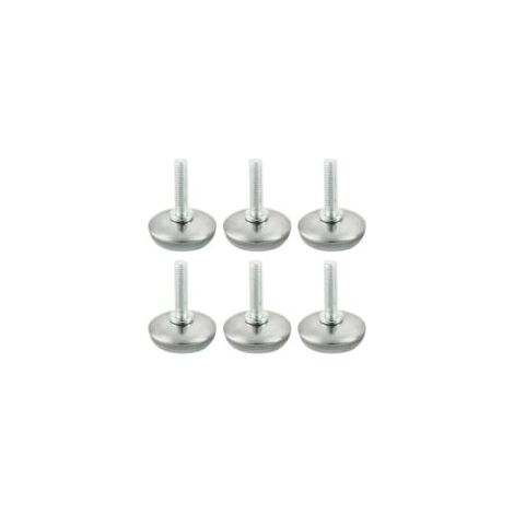 Lot de 6 pieds de meubles réglables M6 x 25 mm. Protections de sol pour tables, chaises et meubles. Réglables, robustes, à visser. - Crezuo (1/4)