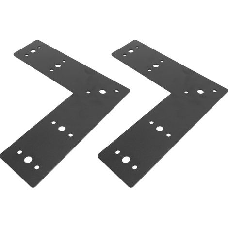 Équerre plate en L, acier robuste revêtu de poudre noire, quantité 2 (1/5)