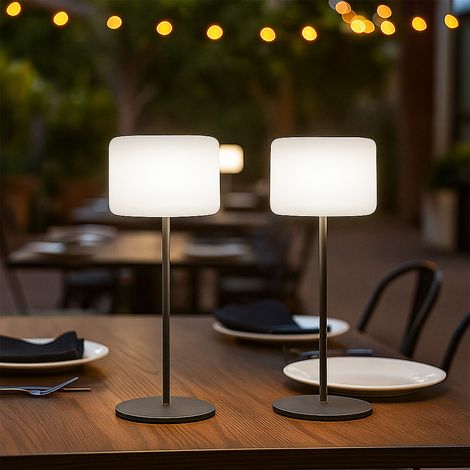 LED Solarlampe dimmbar mit Fernbedienung Gartendeko Tischlampe Außenleuchte Akku Terrassenlampe, RGB Farbwechsel, warmweiß, DxH 15 x 39,5 cm, 2er Set