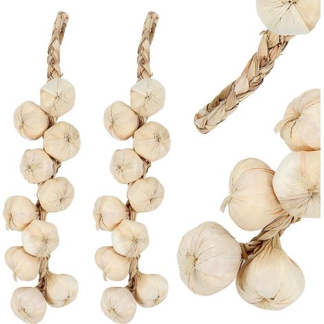trecce d'aglio artificiali, decorazione da cucina realistica in schiuma (1/5)