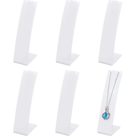 Pieces Plastic Necklace Holder 4.3 Inch Height Earring Holder, White L Shape Pendant Display Stand, Mini Jewelry Holder, Jewelry Showcase