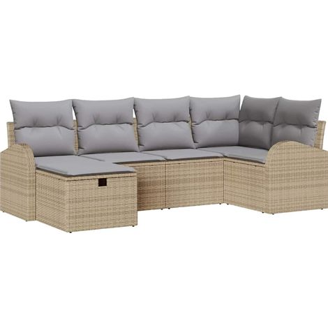 Maison Exclusive - Set Divano da Giardino con cuscino 6 pcs Beige Poly Rattan