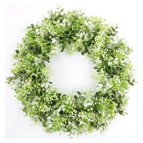 Couronne en plastique, simulation de plante verte, grande couronne d'eucalyptus, décoration de porte américaine, décoration (1/5)