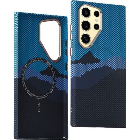 Funda para Samsung Galaxy S24 Ultra, fibra de carbono MagSafe, azul marino (1/4)
