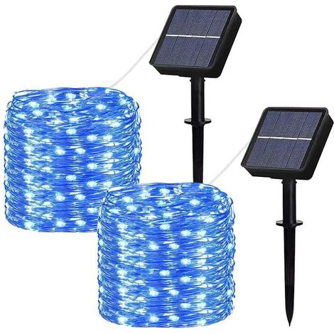2 guirlandes lumineuses solaires, 100 LED 12 m, étanches IP65, 8 modes, décoration extérieure et intérieure