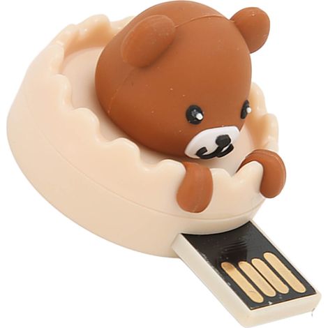 Clé USB 2.0 Ours Mignon - Antichoc, Plug & Play, 16GB avec Anneau Porte-Clés (Bracelet Boucle)