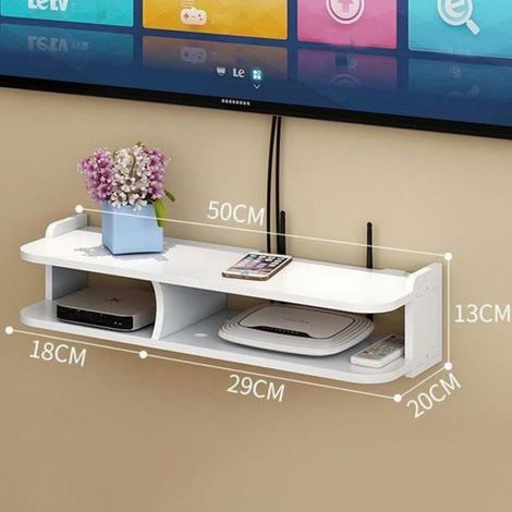 Organisateur mural flottant étagère TV box décodeur routeur wifi support 50cm. (1/4)