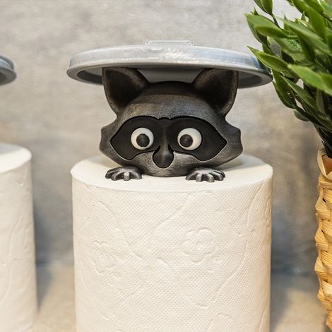 1 porte-papier toilette en plastique autoportant, motif raton laveur imprimé en 3D, décoration de salle de bain, idéal pour les amoureux des animaux. (1/5)