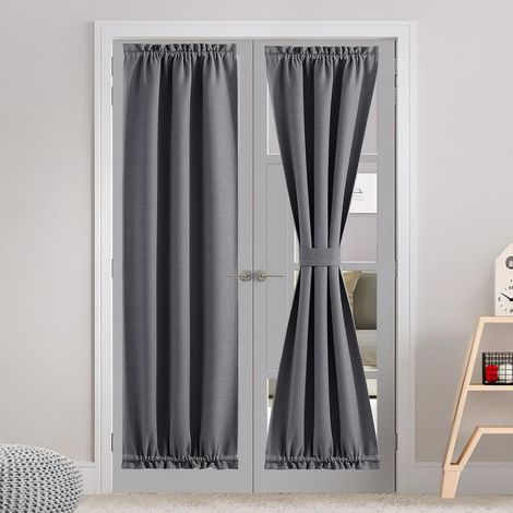 1 Panneau Rideau Occultant Faux Lin, 76,2x182,9 Cm, Isolation Thermique, Passe-Tringle, Pour Porte-Fenêtre