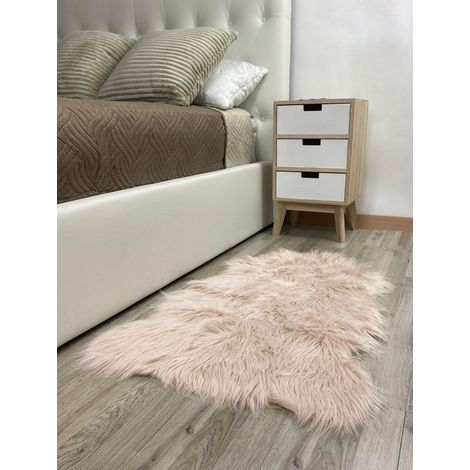 Tappeto in Finta Pelliccia Sintetica Di Agnello Pecora A Pelo Lungo Decorativo Super Morbido 60 x 90 Cm Rosa (1/3)