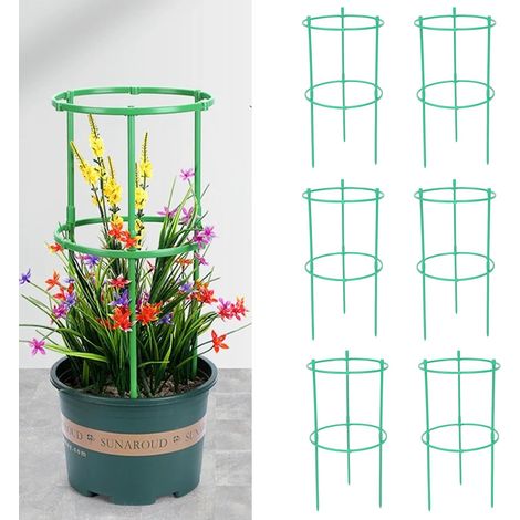 Support de treillis de jardin rétractable et rond, cage à tomates, poteaux de support pour plantes de jardin, support à fleurs en forme d'arche pour piédestal, hortensia, tomates, rosiers (6 pièces) (1/5)