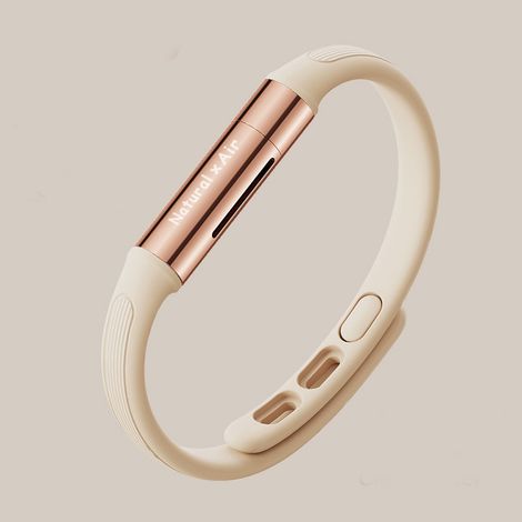 Bracelet répulsif anti-moustiques à huile essentielle liquide, pour extérieur, couleur beige, protection complète été. (1/5)