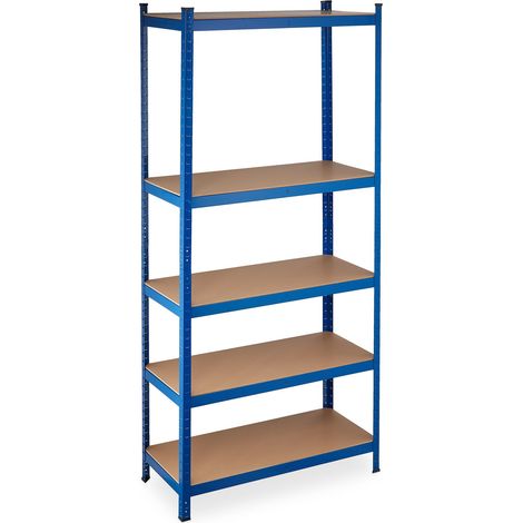 Relaxdays Heavy Duty Shelving Unit, Max. Load 1325 kg, 220x100x45 cm, 5 Shelves, Garage & Warehouse Storage, Steel, Blue (1/5)