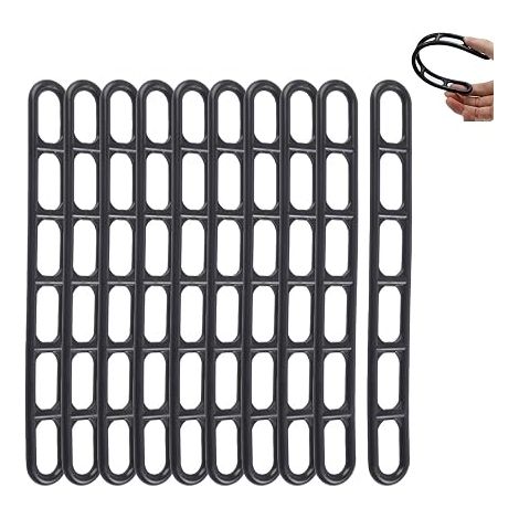 Lot de Sangles de Tension en Caoutchouc pour Auvent Caravane, Tendeur d'Échelle à Trous Noir, 21.5 x 2.5cm, pour Fixation de Tentes, Bâches, Pergolas et Parasols (1/5)