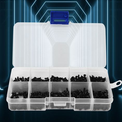 Vis à métaux à tête plate, Phillips, noires, en acier au carbone, fixations pour l'industrie électronique, 500 pièces (1/5)