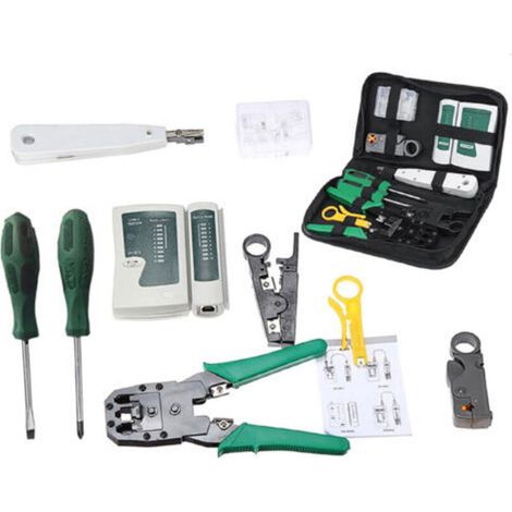 9 in 1 LAN Network Cable Tester Crimper Plier Cat5 RJ45 RJ11 RJ12 Hand Tool Kit Stripping for Testing Ethernet Connectors (1/5)
