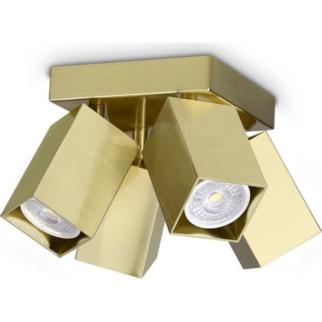 Ideal Lux DYNAMITE Spots de plafond carrés en laiton, 4 x GU10 (1/2)