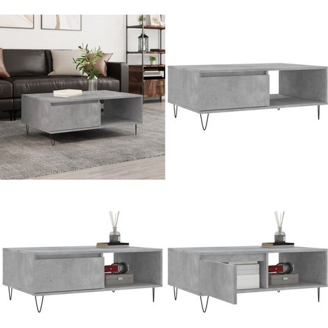Tavolino da Salotto Grigio Cemento 90x60x35cm Legno Multistrato - Tavolino in legno multistrato - Tavolino grigio cemento