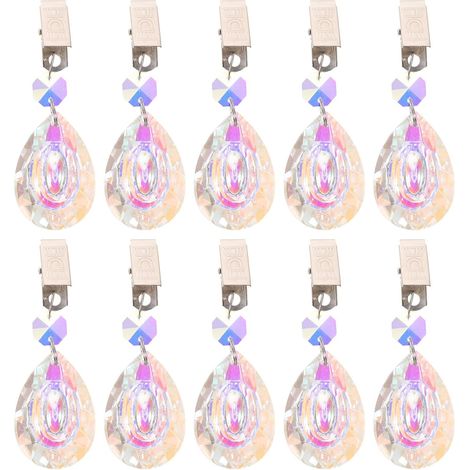 Kichvoe Lot de 10 pinces à nappe avec pendentif en cristal blanc (1/5)