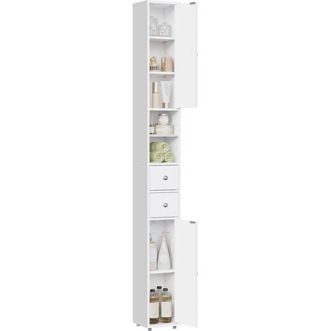 Narrow bathroom cabinet 20×180×20 cm – MDF – Space-saving storage – Moisture-resistant – White (1/5)