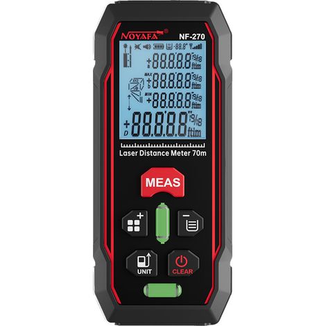 Télémètre laser NOYAFA NF-270,portée de 260 pieds,env. 69,8 mètres,niveau à bulle horizontal bidirectionnel, modes de mesure multifonctions, mesure de distance en temps réel et calcul de surface (1/5)