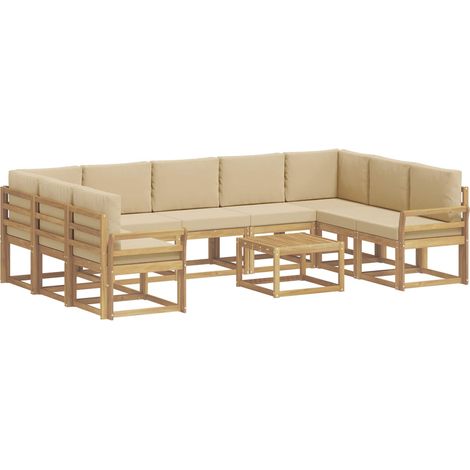Set di divani da esterno 10 pz 9-Posti Bianco e Beige vidaXL (1/5)