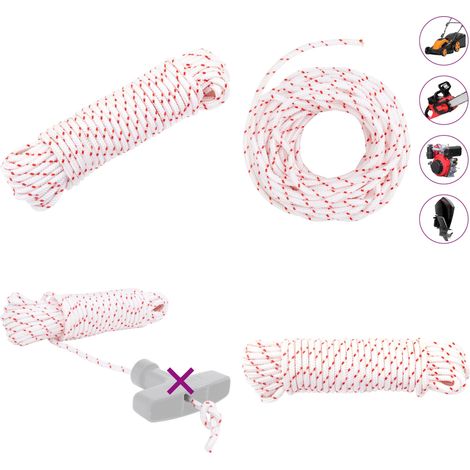 vidaXL Cordon de démarrage à tirer blanc et rouge Ø4 mm 10 m nylon (1/5)