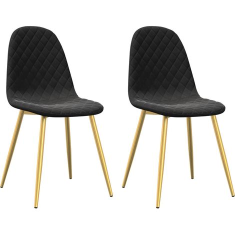 Set de 2 chaises de salle à manger design moderne couture en losange en tissu velours noir DEC025568