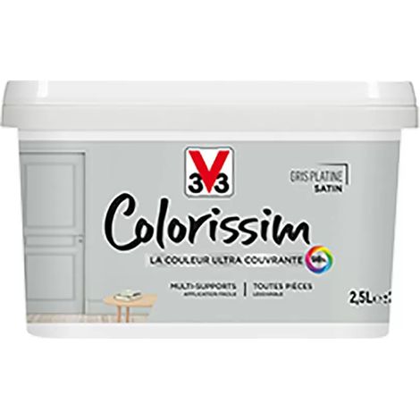Peinture Multi-supports V33 Colorissim Satin Gris Platine 2,5 L