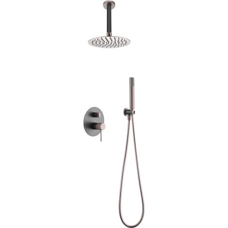 Colonna Doccia a Incasso con Monocomando  Modello TOP  Soffione di dimensioni Standard  Colore Grigio finitura Champagne [ IMEX® ] (1/2)