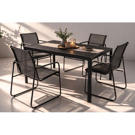 Gartengarnitur 5-teilig 150x90cm Anthrazit/schwarz Non-Wood-MMC372220+4xMGS506182 (1/4)