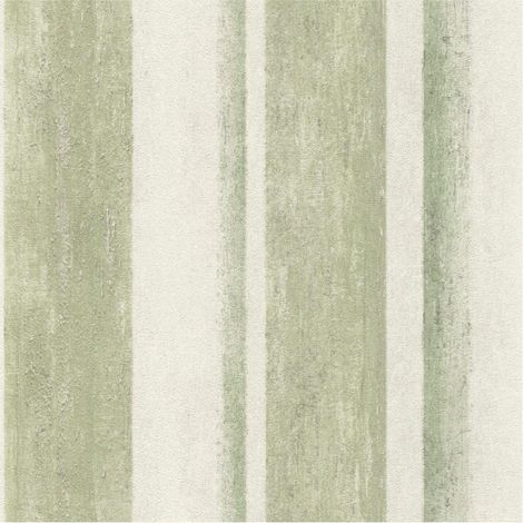 Rasch Linares Stripe Sage Cream Wallpaper Extra Washable Modern Stripable Vinyl