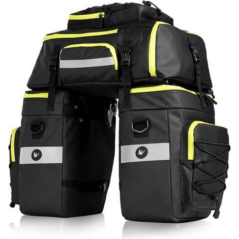 70L Sacoche Vélo Sac Porte Bagage Arrière à Trois Compartiments de Cyclisme Nylon Poche Assemblage avec Couverture Imperméable VTT (1/4)