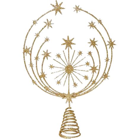 Tree Topper - Iron Snowflake And Star - 33 Cm Height - For Christmas Tree Decoration - 1 Piece (1/5)