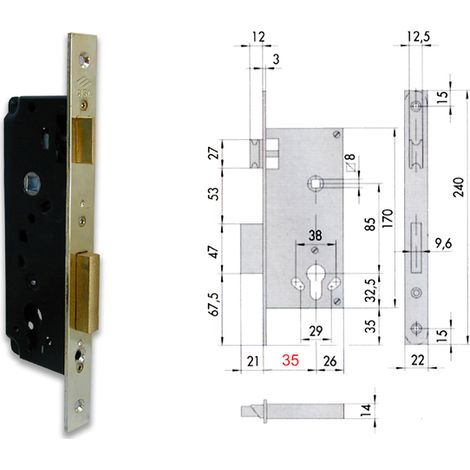 Cisa 5C110-70-0 Serratura Infilare Cil Sag Bq F22
