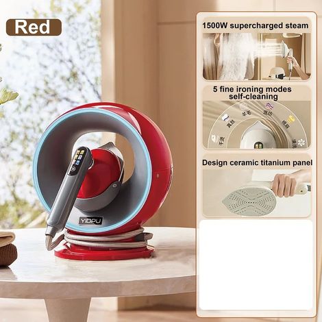Fer à repasser vapeur portable sous pression (rouge) 220 V, 1500 W, panneau en céramique titane pour usage domestique (1/5)