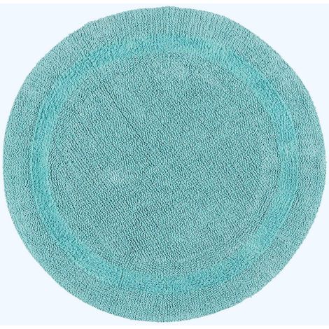 HOMESCAPES Luxury Reversible Round Bath Mat - Aqua
