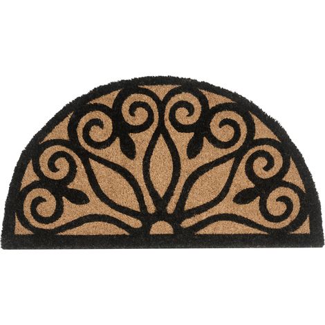 Felpudo moderno para interior y exterior 45 x 75 cm de fibra de coco dorso de PVC antideslizante natural Tishimna