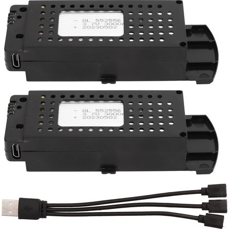 2PCS Batterie Drone 3.7V 3000mAh Lithium avec Protection Charge, Câble 3 en 1 pour S6 G6, Batterie RC Portable pour Avion RC Drone