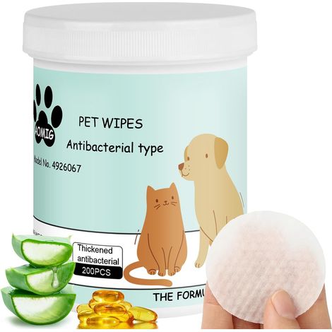 Lingettes Nettoyantes Yeux pour Animaux, 200Pcs Compresses de Soin Oculaire pour Chiens, Lingettes Douces pour Enlever Les Taches de Larmes Chien Chat, Lingettes Oculaires Pré-Saturées (1/5)