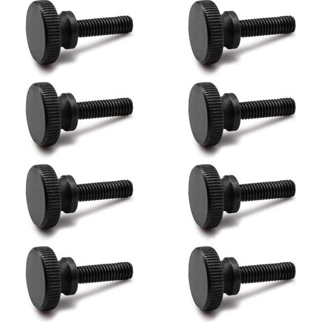 8 Pezzi a testa Zigrinata-Viti a testa, M6 x 20 mm Bulloni a Testa Zigrinata, Nero, bloccaggio a Vite a Mano in acciaio al carbonio, anti-Ruggine, Può essere Utilizzato per Mobili (1/5)