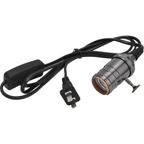 Douille de lampe suspendue rétro E27/E26, porte-lumière décoratif vintage avec interrupteur et fiche US 110-240V, couleur perle noire (1/5)