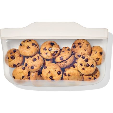 Sac snack réutilisable en silicone, 335 mL, Beige avoine (1/5)