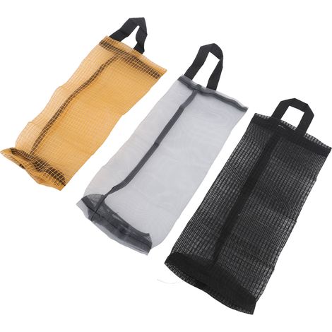 Lot de 3 sacs poubelle en filet, support mural de rangement pour sacs poubelle en filet, organisateur de rangement pour la cuisine.